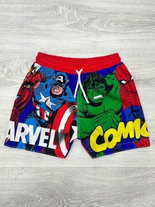 Boys Marvel Print Swim Shorts