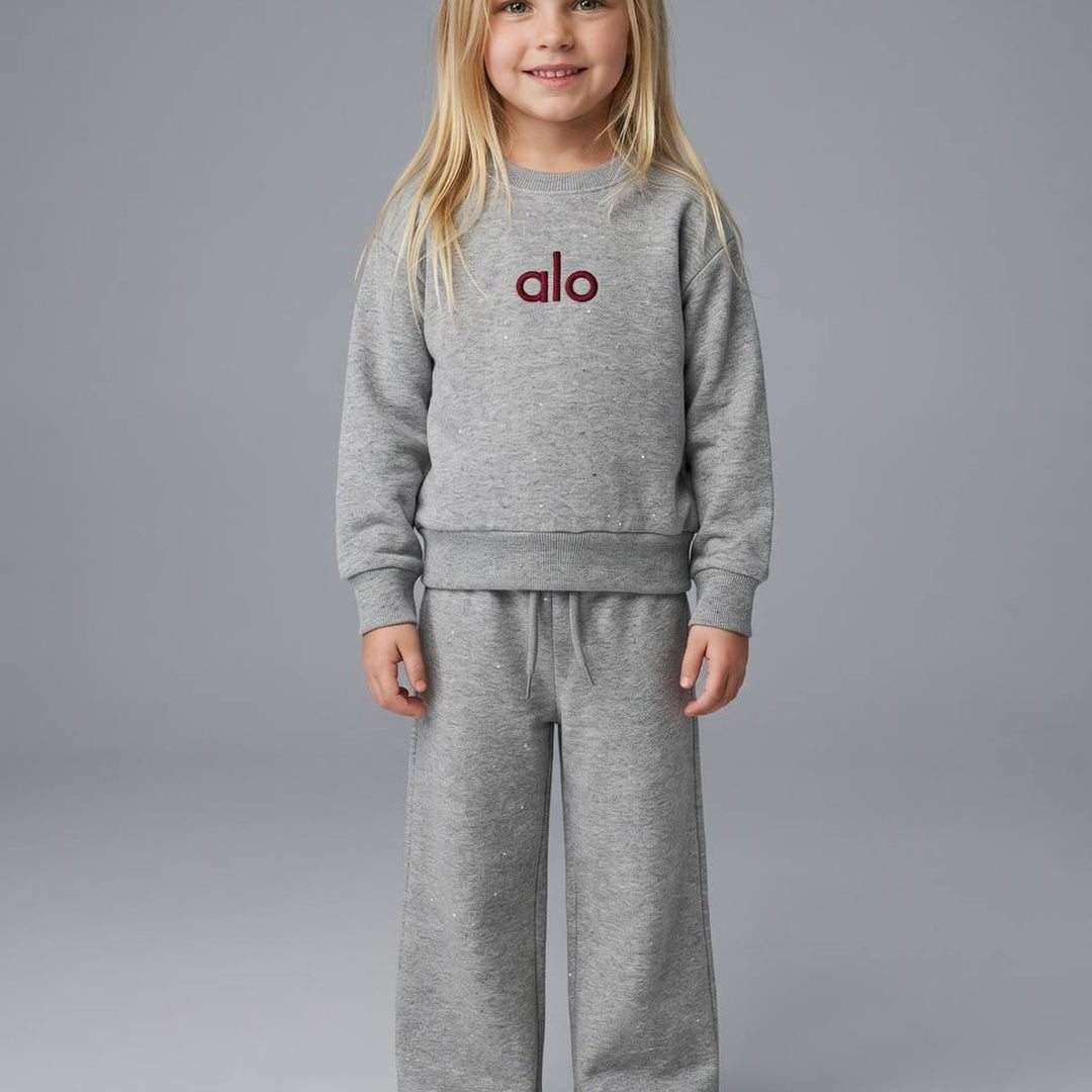 Girls Glitter Wide-Leg Set - Gray