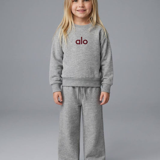 Girls Glitter Wide-Leg Set - Gray